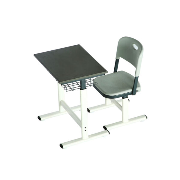 Height Adjustable Single Seater School Desk with Book-shelf