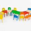 CLUSTER SET OF 10 TABLE WITH 10 CHAIRS