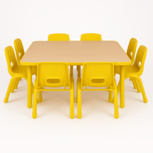 SQUARE TABLE WITH 8 CHAIRS FOR NURSERY CLASS