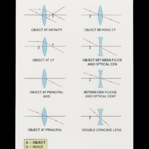 Educational Raxine Chart – Physics: Optics (Images Formed by Lenses), 75x100 cm