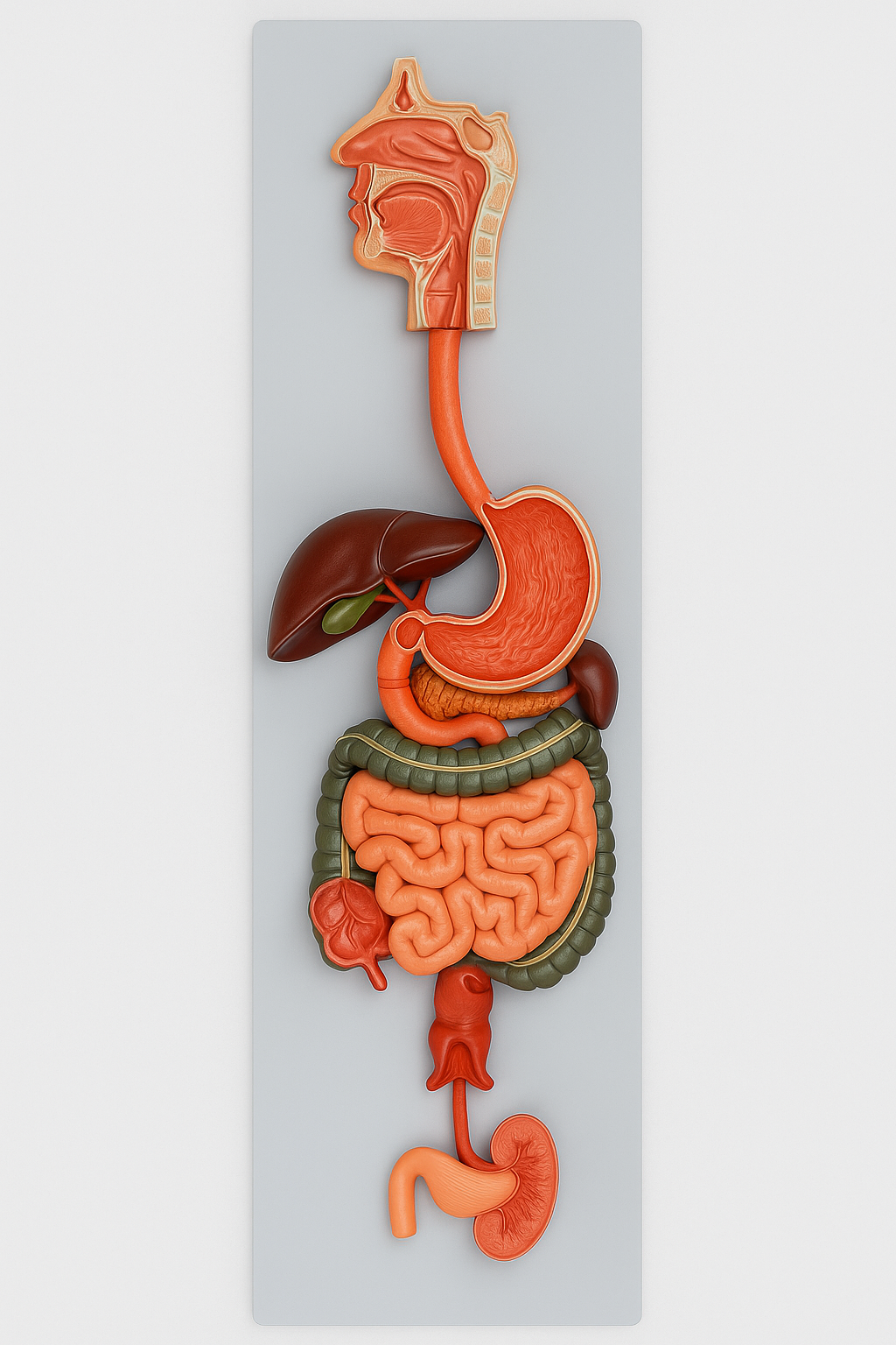 Human Digestive System Model, Superior Model on Board (30"x12")