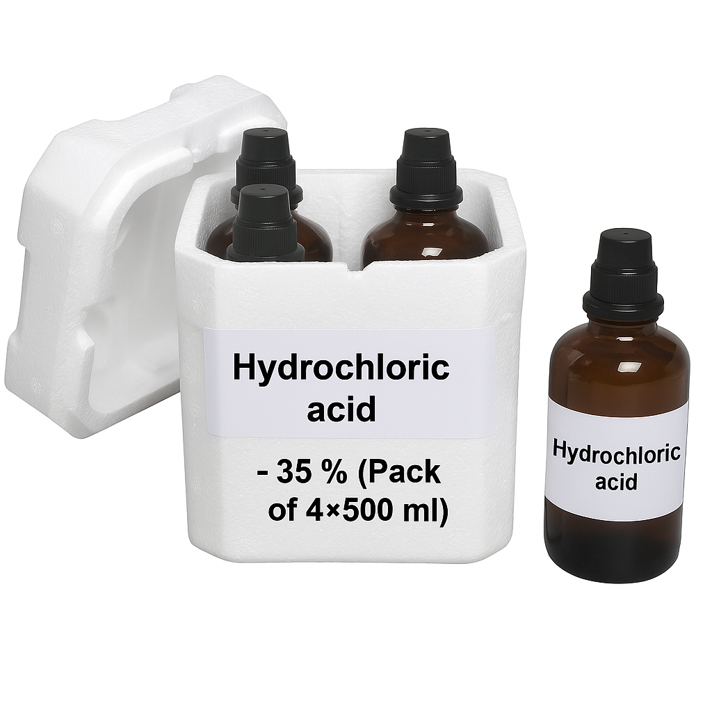 Hydrochloric Acid – 35% (Thermocole Pack), 4 x 500 ml
