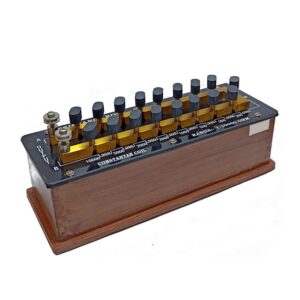 Resistance Box – Plug Type, Brass with Constantan Coil, 1 to 1000 Ohm, Deluxe Quality