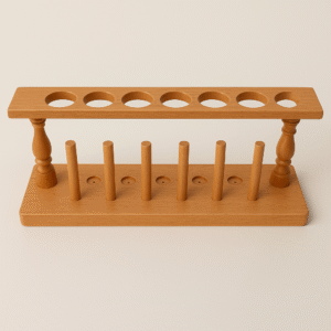 Wooden Test Tube Stand – 6 Hole (Steam Beech Wood), Export Quality