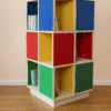 Multi-Colored Rotating Cube Library Display Shelf