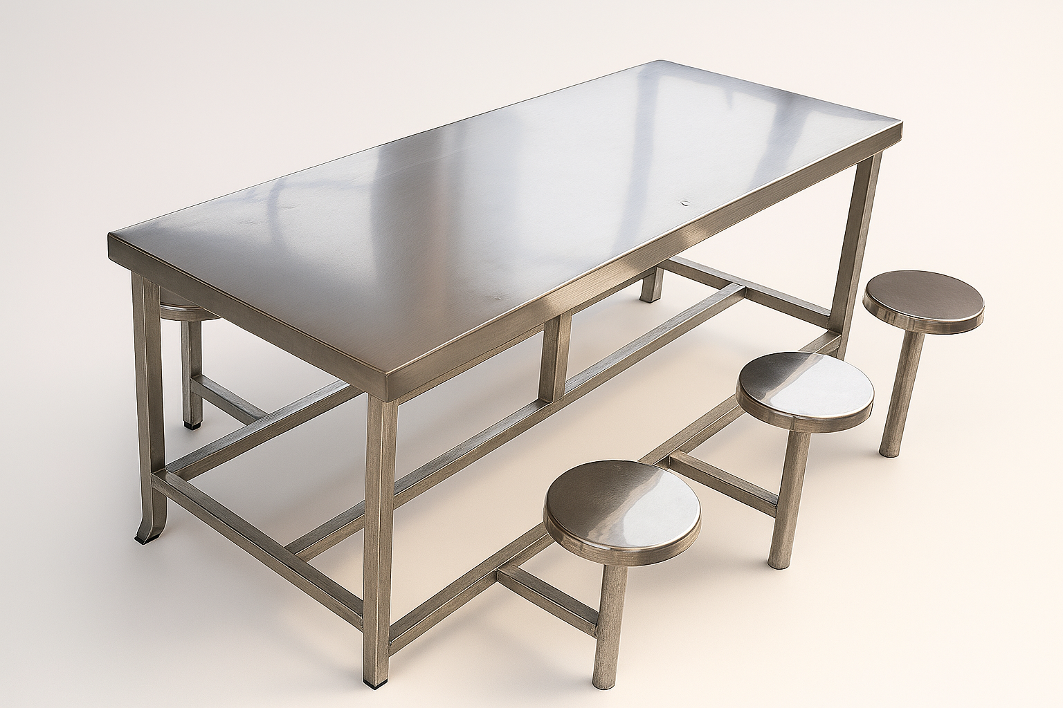 Stainless Steel 6-Seater Canteen Table – 304 Grade