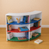Curved Multi-Tier Library Bookshelf with Colorful Shelves