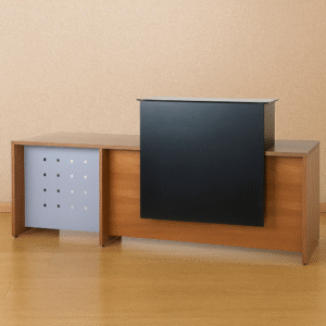 Modern Reception Table with Privacy Panel and Storage Console
