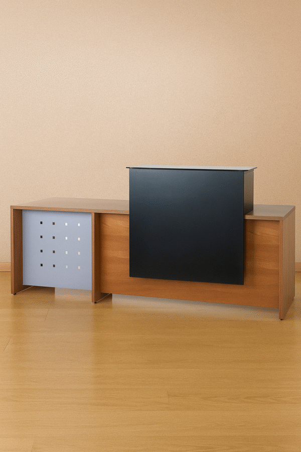 Modern Reception Table with Privacy Panel and Storage Console