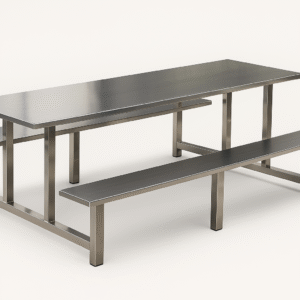 304 Grade Stainless Steel 6-Seater Canteen Table with Bench Seating