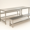 304 Grade Stainless Steel 8-Seater Dining Table Set with Detachable Benches