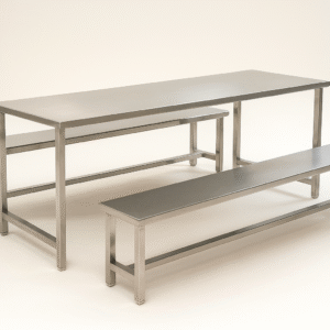 304 Grade Stainless Steel 8-Seater Dining Table Set with Detachable Benches